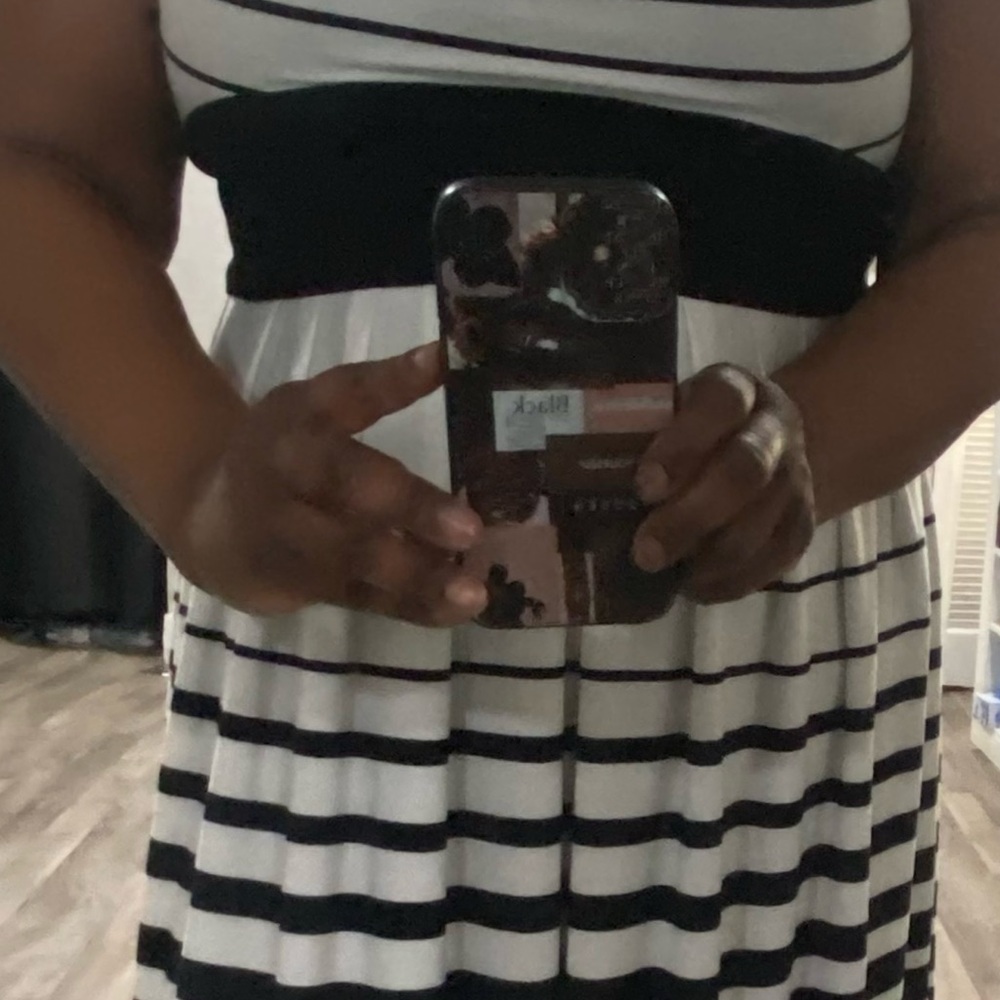 R&M black and white stripe dress. Size 16.